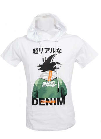 Tricou cu gluga barbati alb Japan print N103