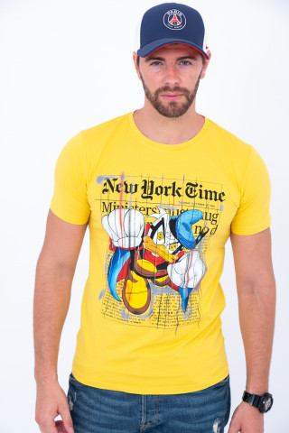 Tricou imprimeu New York galben N30