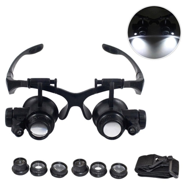 Lupa dubla tip ochelari si factor de marire cu magnificare 10x, 15x, 20x, 25x