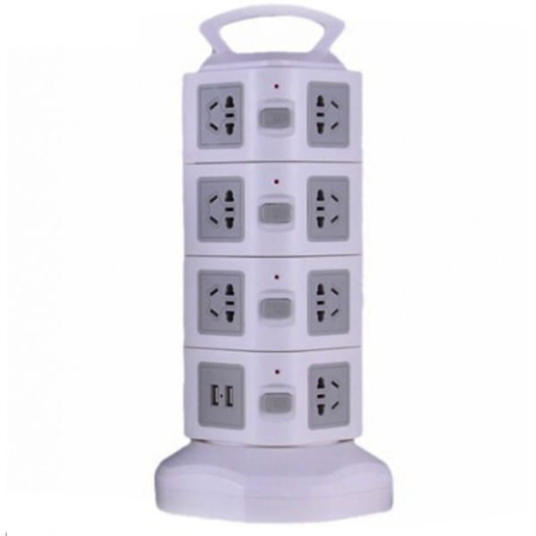 Prelungitor vertical universal cu 4 nivele, 16 prize si 2 porturi USB