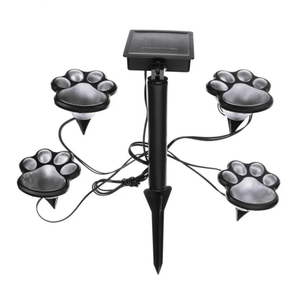 Set 4 lampi solare LED pentru gradina model amprenta labute de catel