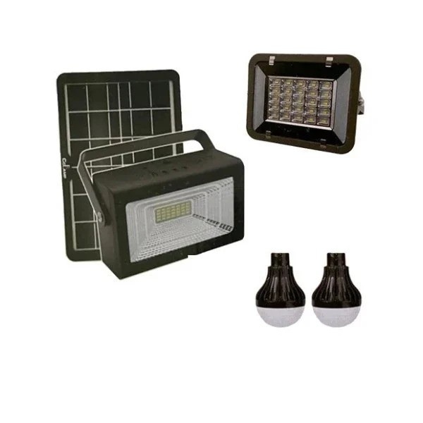 Kit solar CCLAMP CL-19 New cu proiector 30 W, functie Power Bank si 2 becuri incluse