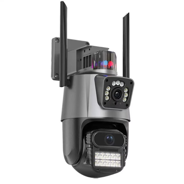 Camera supraveghere dubla cu senzor de miscare si alarma, aplicatie V380 Pro