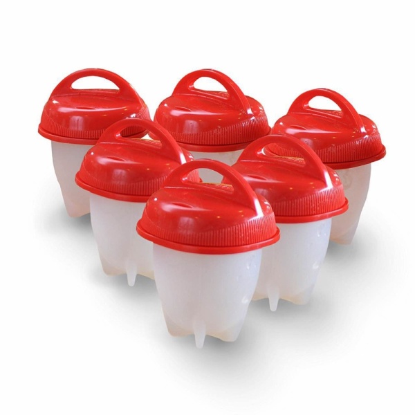 Set 6 recipiente din silicon cu capac pentru fiert oua Egg Boil Cooker