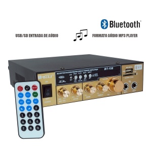 Amplificator audio receiver cu Bluetooth BT-158,telecomanda inclusa - Img 1