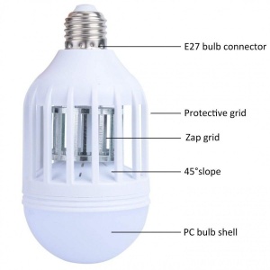 Bec LED antiinsecte cu lampa UV si capcana pentru tantari ZappLight LED 60W - Img 3