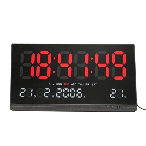 Ceas calendaristic digital de perete cu LED Rosu si Alb - Img 1