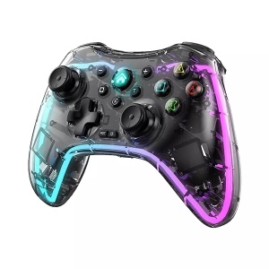 Controller de jocuri Wireless Lehuai LH-3 transparent cu lumina RGB - Img 1
