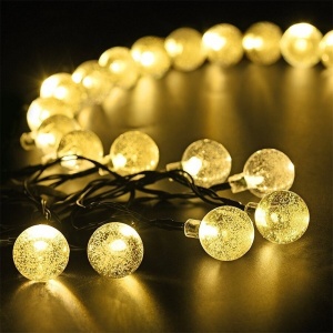 Ghirlanda luminoasa solara tip Glob,cu 50 LED-uri lumina calda de exterior - Img 4