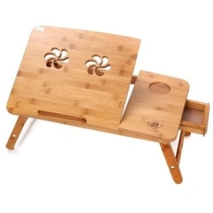 Masuta stand din lemn bambus cu 2 coolere pentru laptop