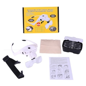 Ochelari cu 5 lupe si iluminare LED 9892B2C, acumulator incorporat si lentile - Img 2