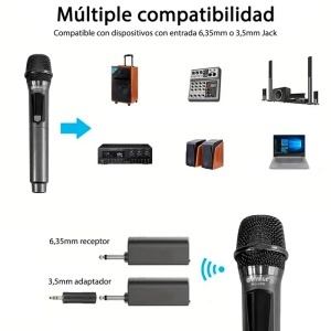 Set 2 microfoane wireless profesionale dinamice UHF WVNGR WG-U702 - Img 5