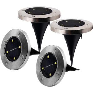 Set 4 lampi solare cu 4 LED-uri si senzor de lumina Disk Lights - Img 1