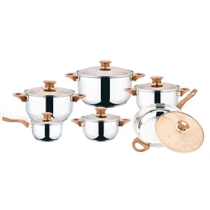 Set oale 12 piese din inox cu capac din sticla, Grunberg GR15041