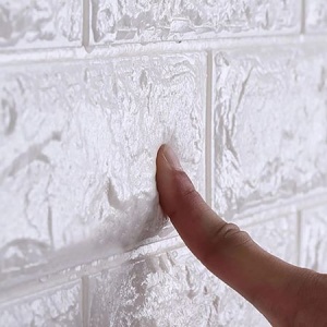 Tapet autoadeziv 3D Alb design perete modern caramida in relief pentru interior - Img 4