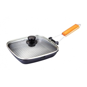 Tigaie aluminiu cu capac de tip grill teflonat, Grunberg HXG20LD - Img 2