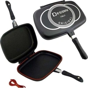 Tigaie dubla antiaderenta de tip grill și clasica Original Dessini 36 cm - Img 3