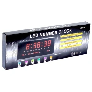 Ceas electronic de perete LED Rosu cu afisaj termometru si calendar - Img 5