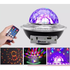 Glob disco cu LED RGB jocuri de lumini si MP3, LED UFO Bluetooth Crystal Magic Ball - Img 1