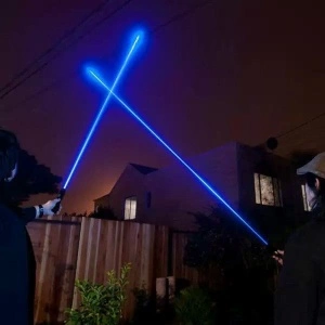 Laser albastru pointer 50000 mW, cu 2 acumulatori si 5 capete 3D - Img 3