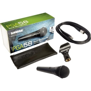 Microfon profesional dinamic Shure PGA58 cu cablu audio conectare XLR - Img 1