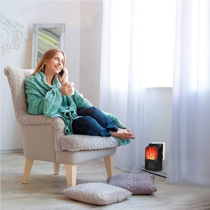 Mini aeroterma portabila 900 Watts, Flame Heater cu efect de Semineu - Img 4