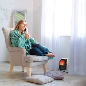 Mini aeroterma portabila 900 Watts, Flame Heater cu efect de Semineu - Img 4