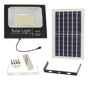 Proiector LED-uri alb rece 200W cu panou solar Jortan,si telecomanda inclusa