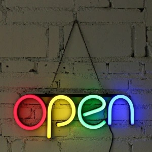 Reclama luminoasa LED neon cu mesaj Open - Img 2