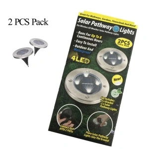 Set 2 x lampi solare cu 4 LED-uri si senzor de lumina Solar Pathway Lights - Img 2