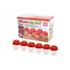 Set 6 recipiente din silicon cu capac pentru fiert oua Egg Boil Cooker - Img 2