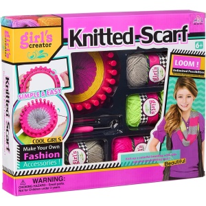 Set creativ pentru fetite de tricotat esarfe multicolore,Knitted Scarf - Img 1