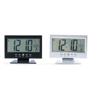 Ceas electronic digital cu senzor acustic DS-8082, alarma si termometru - Img 3