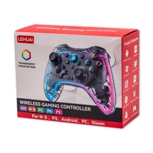 Controller de jocuri Wireless Lehuai LH-3 transparent cu lumina RGB - Img 3