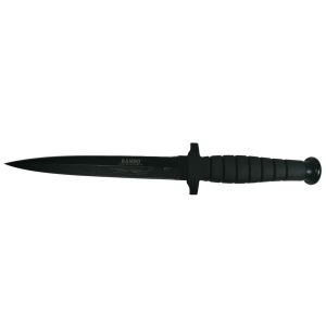 Cutit-Sting tip baioneta Rambo VI cu doua taisuri, maner cauciuc + teaca - Img 1