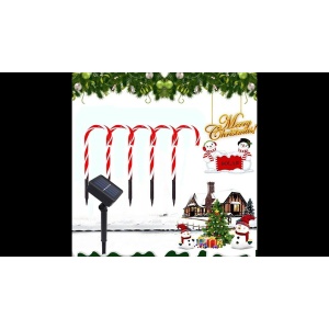 Decoratiune luminoasa pentru Craciun cu 5 Acadele Baston prin incarcare solara - Img 3