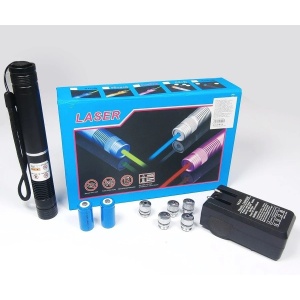 Laser albastru pointer 50000 mW, cu 2 acumulatori si 5 capete 3D - Img 4