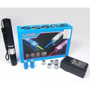 Laser albastru pointer 50000 mW, cu 2 acumulatori si 5 capete 3D - Img 4