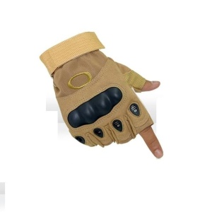 Manusi tactice cu protectie militara fara degete, OAKLEY Half Finger maro - Img 2