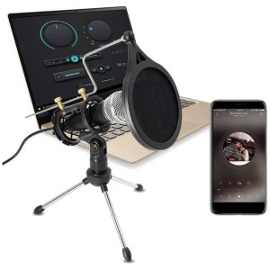 Microfon profesional de Studio cu condensator si mini trepied, WG-500II - Img 3