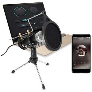 Microfon profesional de Studio cu condensator si mini trepied, WG-500II - Img 3