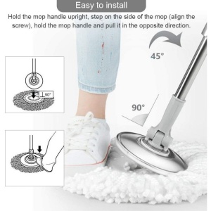 Mop rotativ 2in1 prin stoarcere cu pedala si pe maner Grunberg GR418 - Img 4