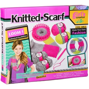 Set creativ pentru fetite de tricotat esarfe multicolore,Knitted Scarf - Img 2