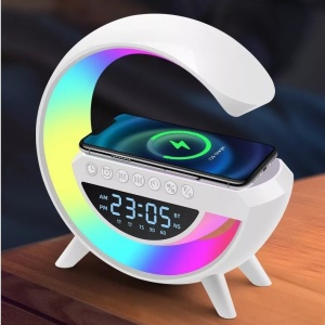 Statie incarcare Wireless 3 in 1 cu lampa RGB si Boxa Bluetooth - Img 2