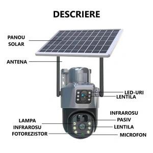 Camera de supraveghere dubla 4K cu panou solar si cartela SIM 4G - Img 2