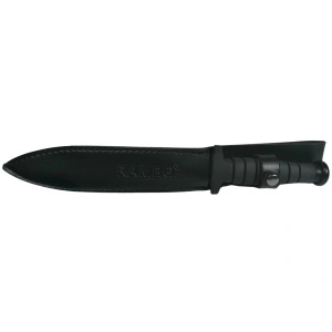 Cutit-Sting tip baioneta Rambo VI cu doua taisuri, maner cauciuc + teaca - Img 2