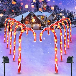 Decoratiune luminoasa pentru Craciun cu 5 Acadele Baston prin incarcare solara - Img 4