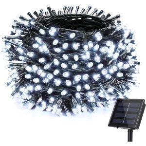 Instalatie luminoasa solara de craciun,10 m cu 100 leduri Alb Rece