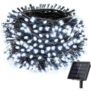 Instalatie luminoasa solara de craciun,10 m cu 100 leduri Alb Rece