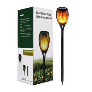 Lampa solara tip torta cu efect flacara, 12 LED-uri galben cald